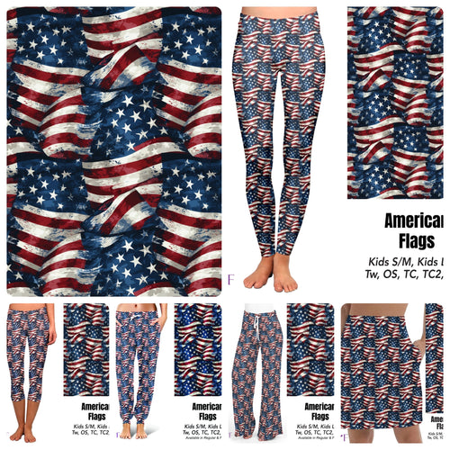 American Flags capris, joggers, jogger shorts and skorts with pockets