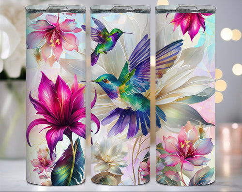 Hummingbirds Floral 20oz Skinny Tumbler